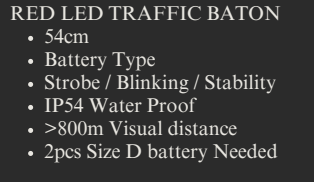 YEW AIK Red LED Traffic Baton 54cm (YEW AIK Tools) - Yew Aik (S) Pte Ltd
