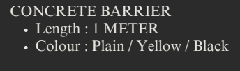 YEW AIK Road Barrier Concrete Barrier 1M (YEW AIK Tools) - Yew Aik (S) Pte Ltd
