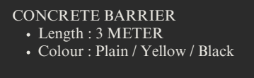 YEW AIK Road Barrier Concrete Barrier 3M (YEW AIK Tools) - Yew Aik (S) Pte Ltd
