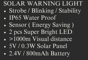 YEW AIK Solar Warning Light 1000m Visual Distance (YEW AIK Tools) - Yew Aik (S) Pte Ltd