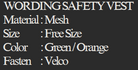 YEW AIK Wording Safety Vest Mesh Green / Orange (YEW AIK Tools) - Yew Aik (S) Pte Ltd