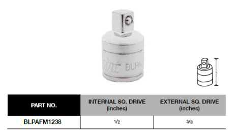 BLUE-POINT BLPAFM1238 1/2" Adaptor (BLUE-POINT) - Premium 1/2" Bit Sockets / Chrome Accessories from BLUE-POINT - Shop now at Yew Aik.